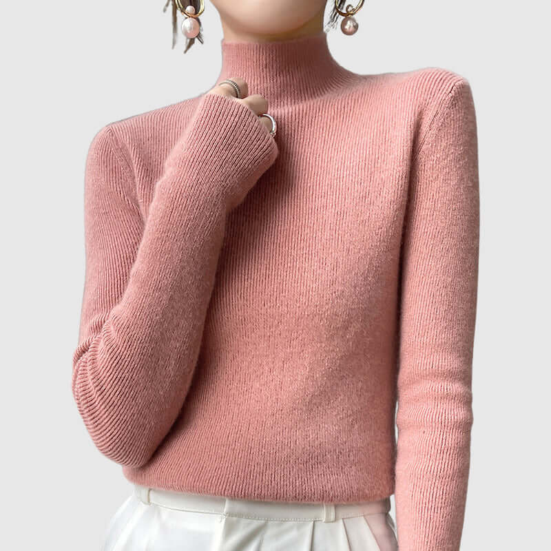 Women's Knitted Mock Turtleneck Jumper