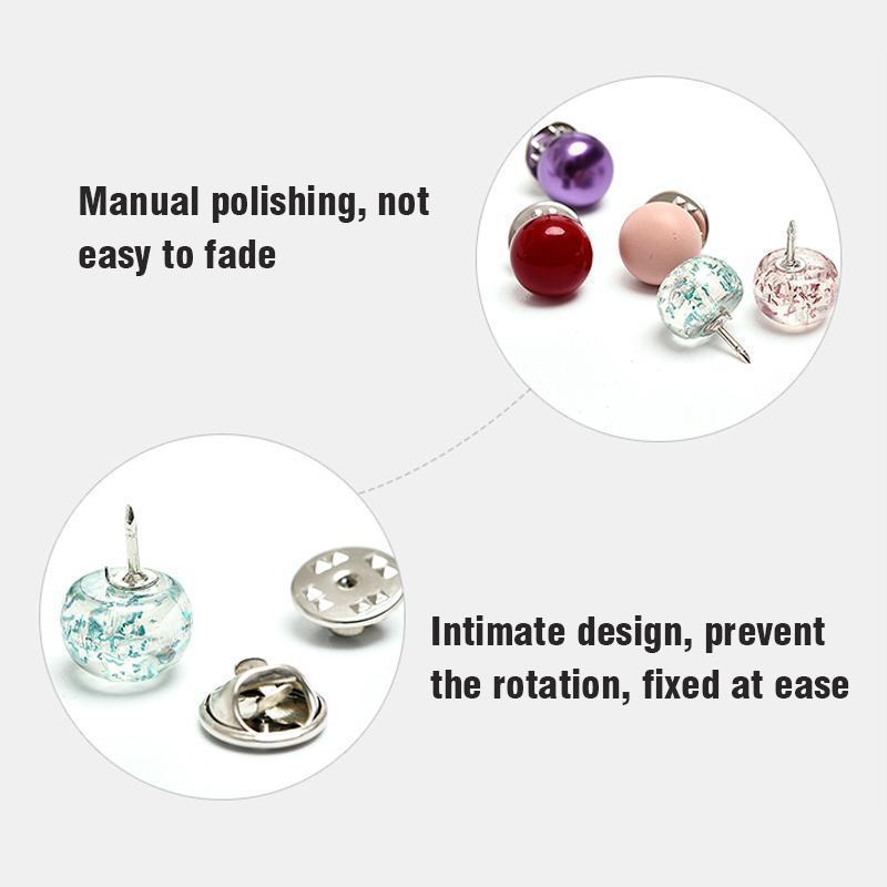 Set of 10 women's decorative brooches, hidden button style, perfect for modesty and fashion