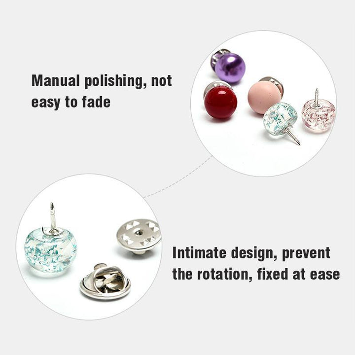 Set of 10 women's decorative brooches, hidden button style, perfect for modesty and fashion