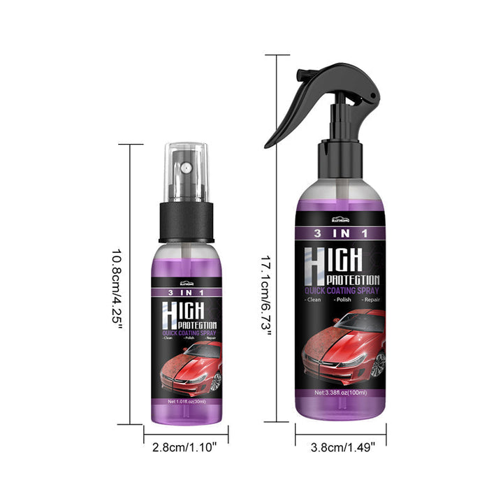 Illustration of 3-in-1 quick coat spray's protective layer on car paint