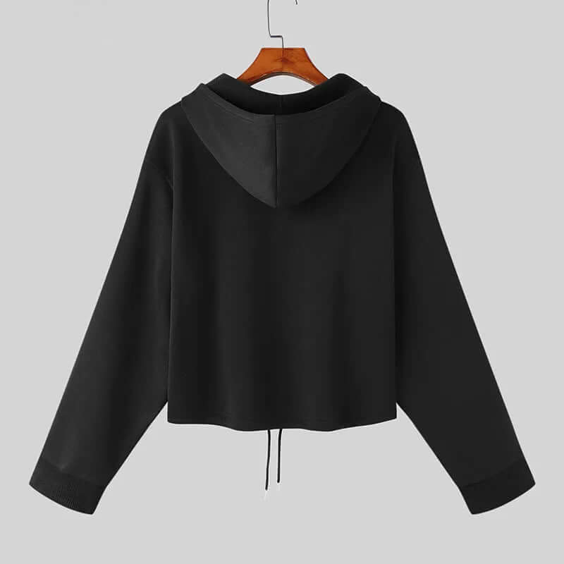 Men's Zip Detail Hoodie | Black & White | Polyester