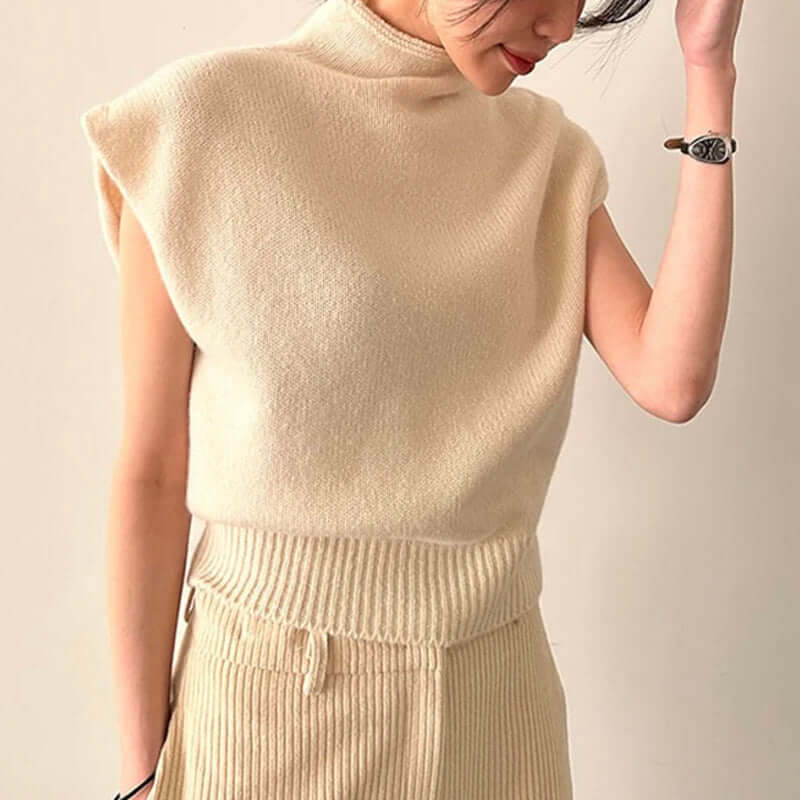 Women's Sleeveless Turtleneck Knitted Sweater Vest