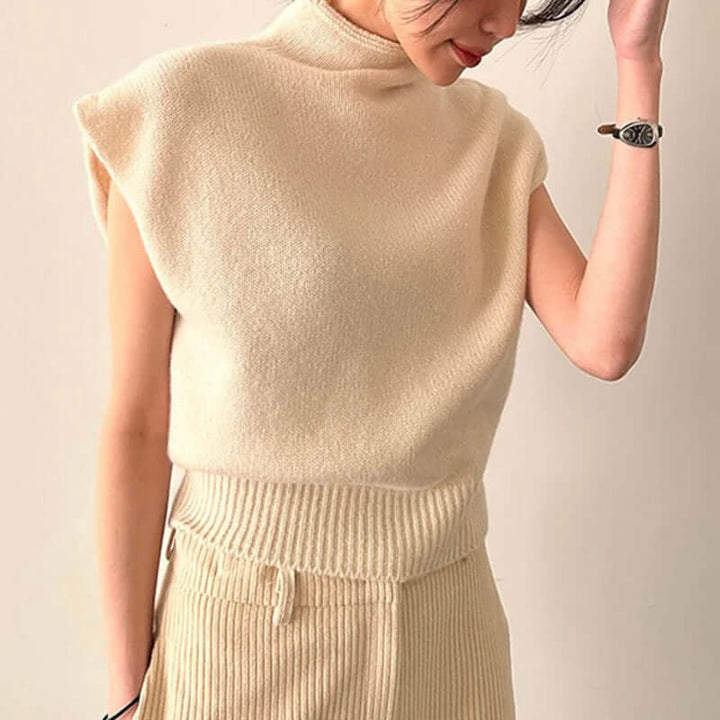 Women's Sleeveless Turtleneck Knitted Sweater Vest