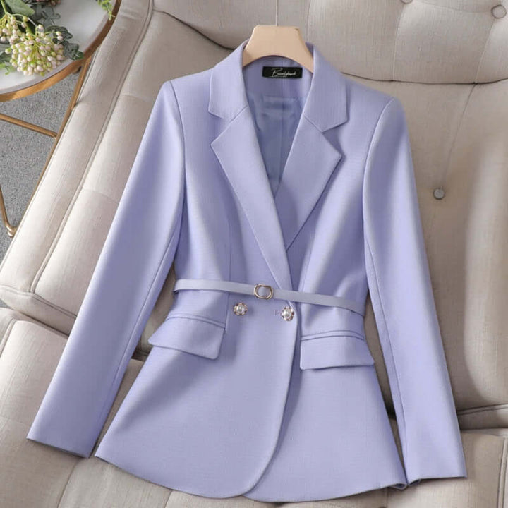 Women's Stylish Blazer with Belt - Purple, Pink, Black