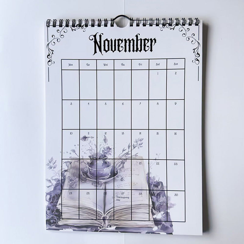 Gift-wrapped 2025 Gothic Castle Theme Wall Calendar, ideal present for history & art enthusiasts.