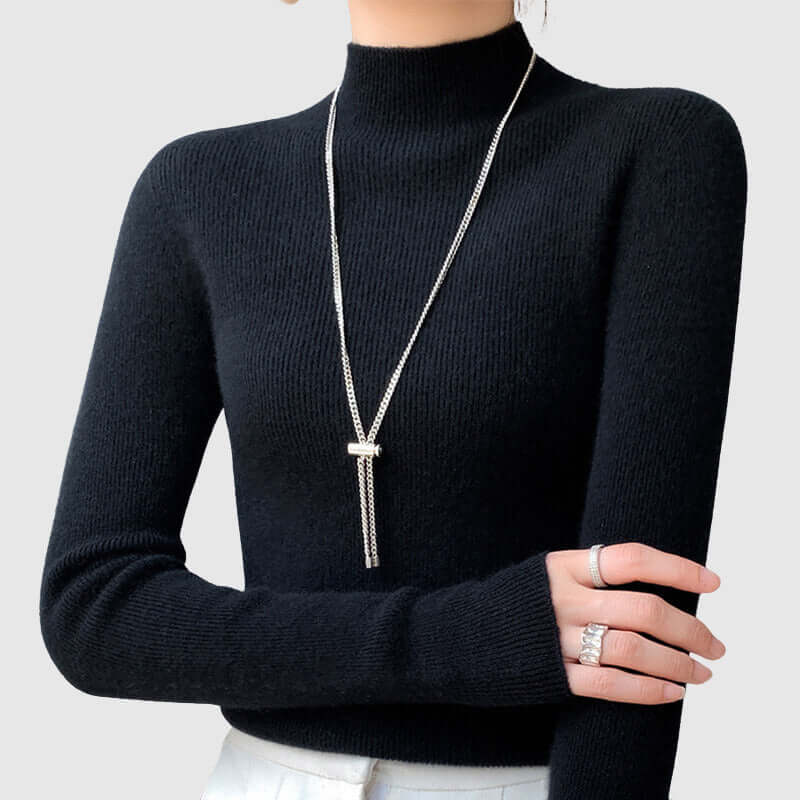 Women's Knitted Mock Turtleneck Jumper