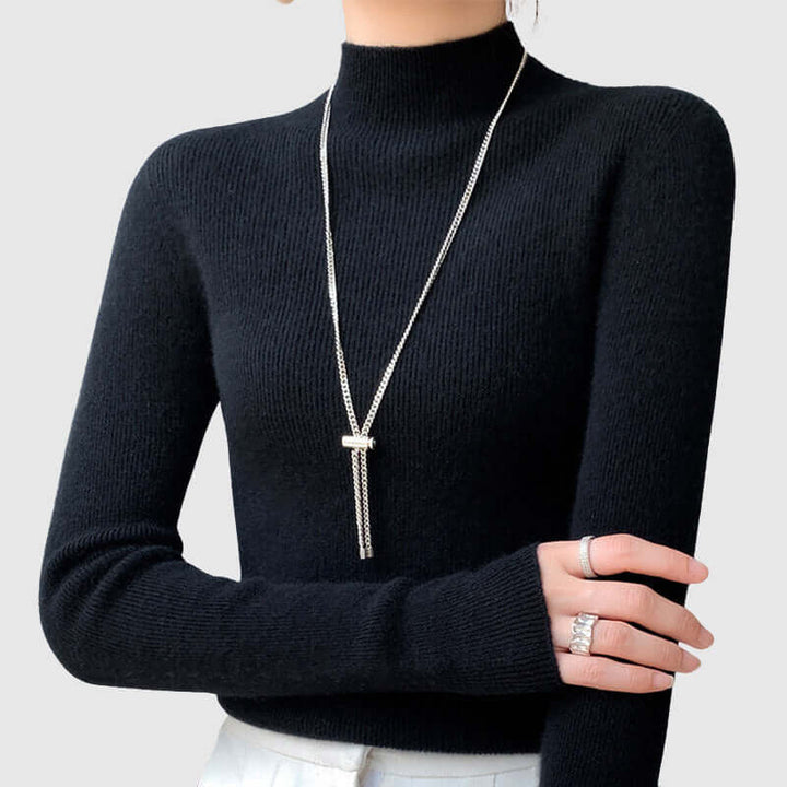 Women's Knitted Mock Turtleneck Jumper