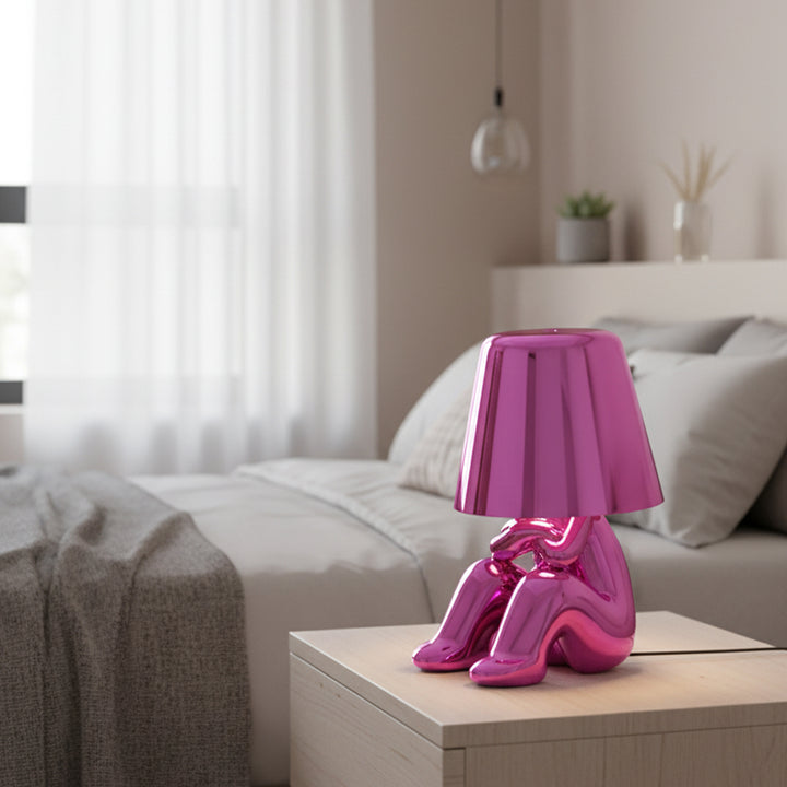 Elegant Metallic Thinker Design Table Lamp