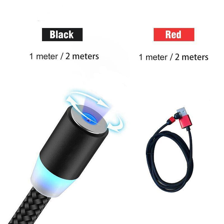 Rotating magnetic charging cable, 125cm, black, for fast and convenient phone charging