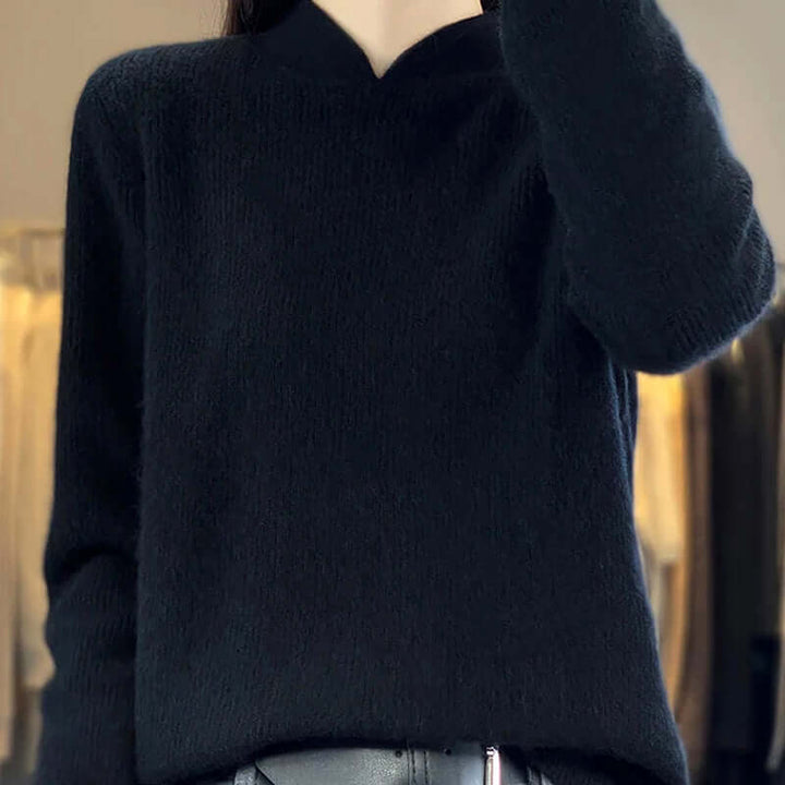 Soft Wool Sweater with Stand Collar