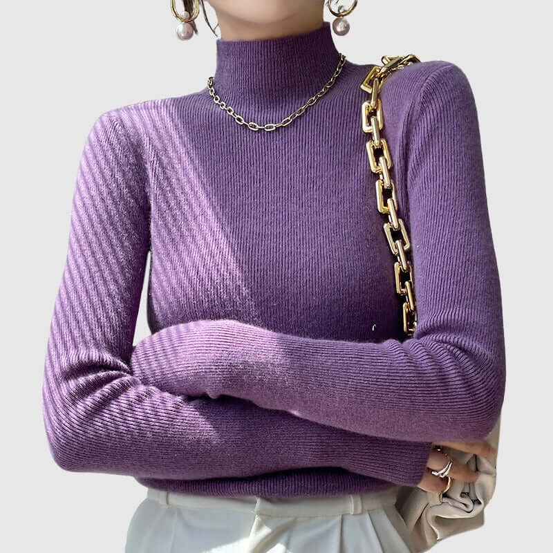 Women's Knitted Mock Turtleneck Jumper