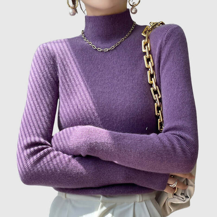 Women's Knitted Mock Turtleneck Jumper
