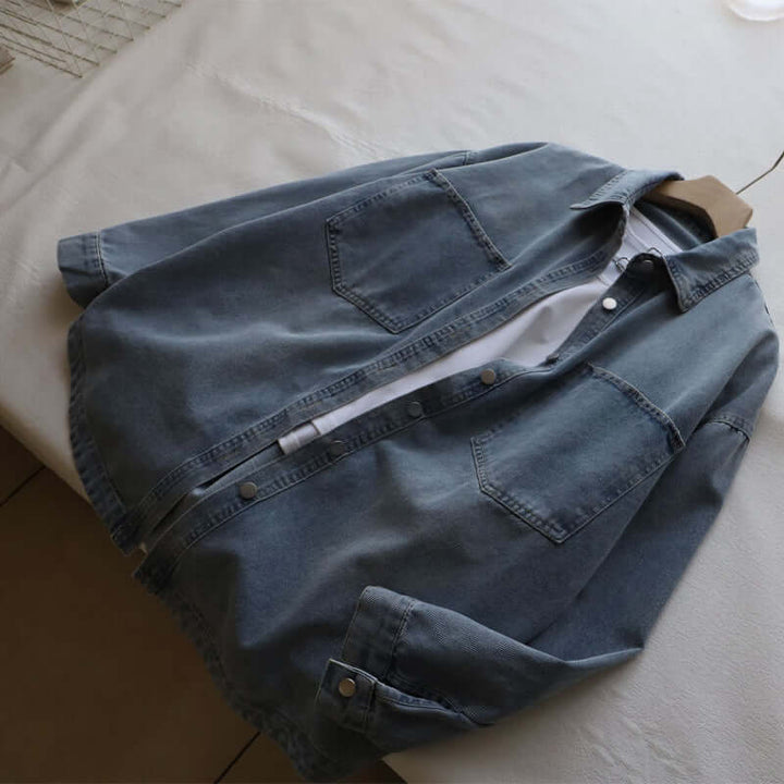 Women's Casual Denim Shirt with Pockets