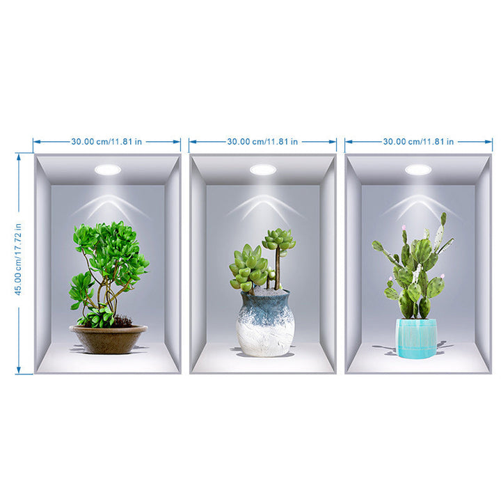 Removable 3D floral vase wall decal, renter-friendly home decor, versatile aesthetic