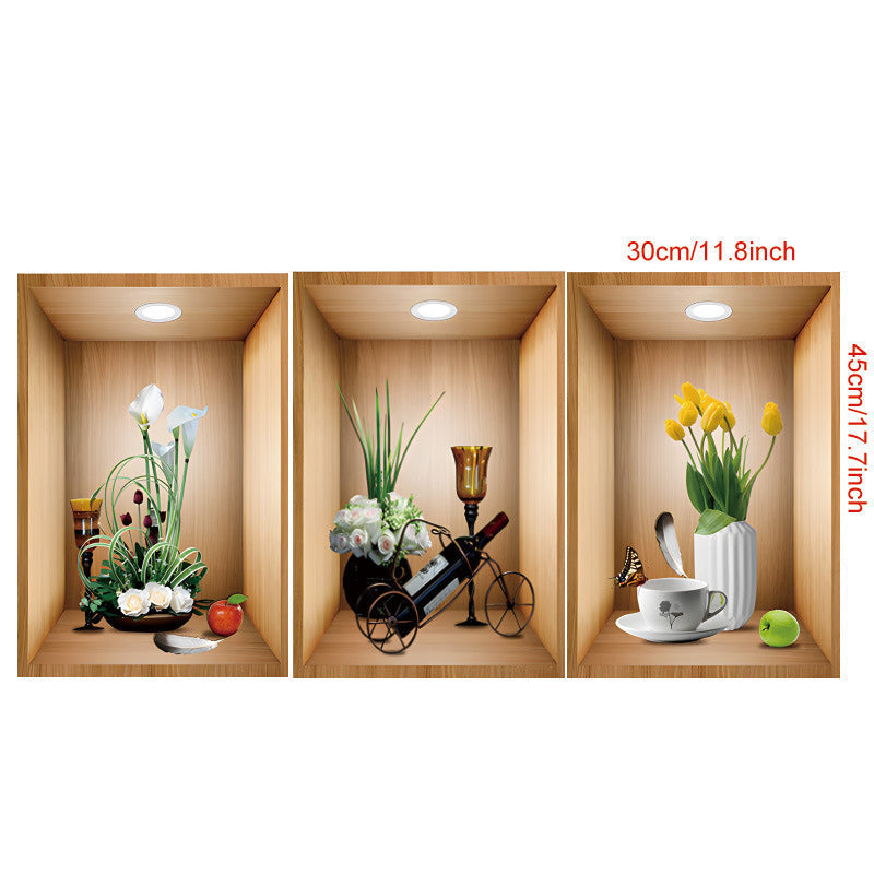 Eco-friendly 3D floral vase wall decal, safe home decoration, beautiful room accent
