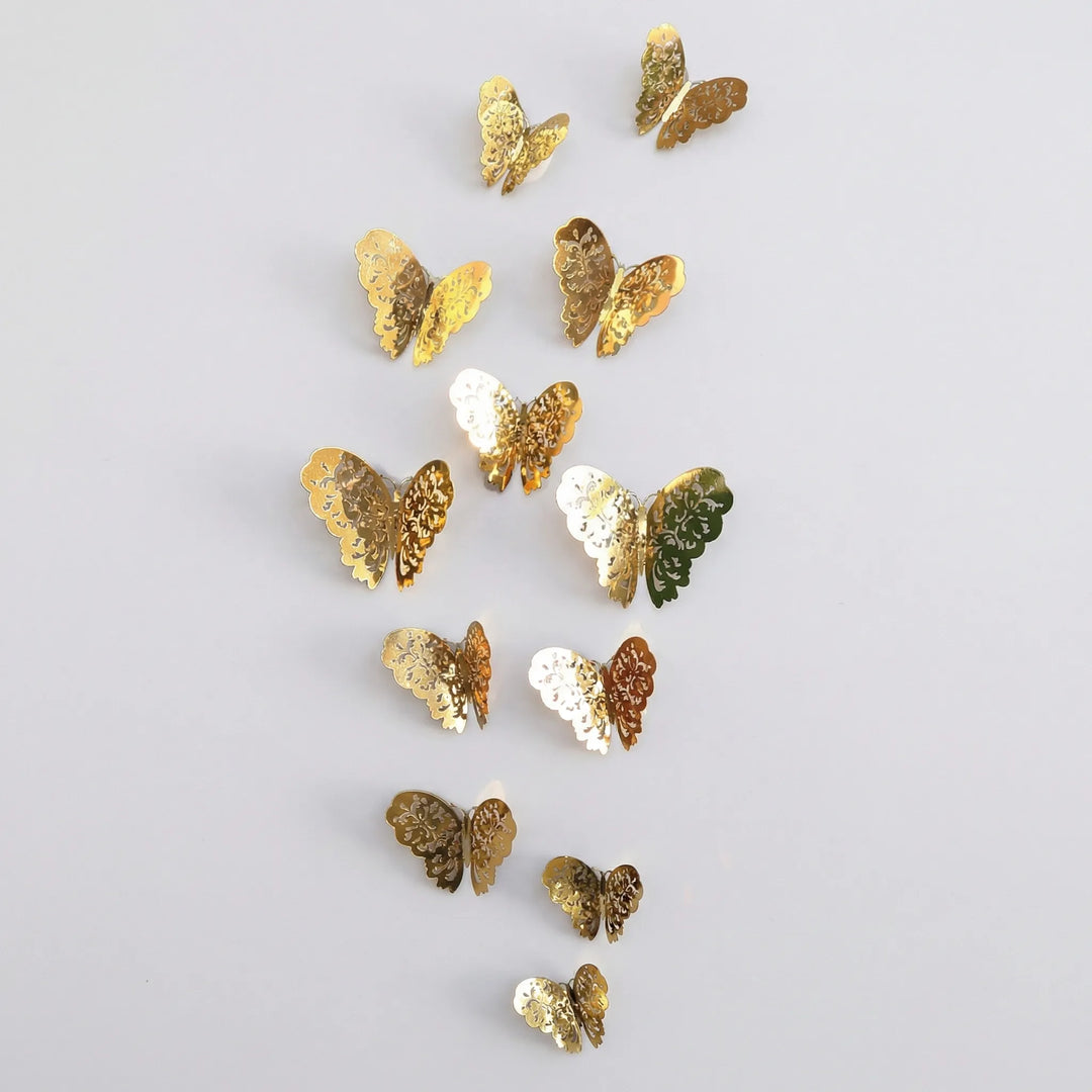 Close-up of a detailed 3D gold butterfly wall decor from the accent set, perfect for room decoration.