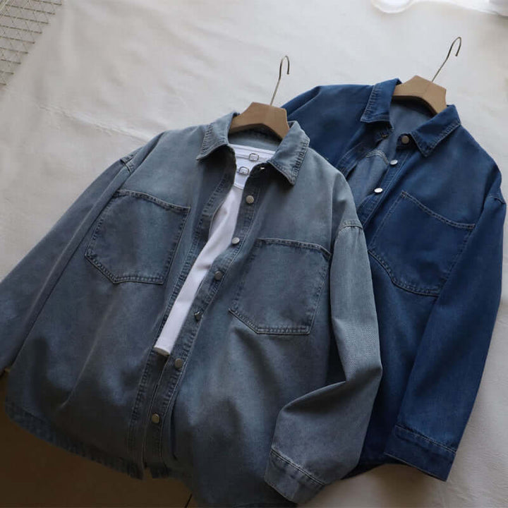 Women's Casual Denim Shirt with Pockets