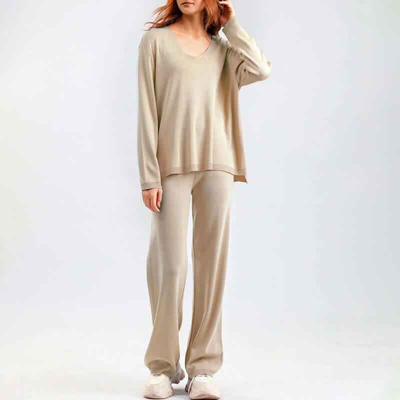 Women's Knitted 2-Piece Sweater and Pants Set