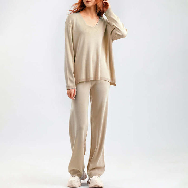 Women's Knitted 2-Piece Sweater and Pants Set