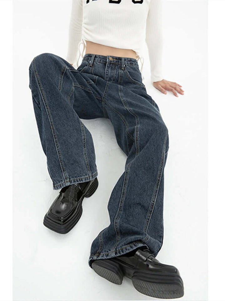 Women's High-Waisted Dark Wash Denim Jeans
