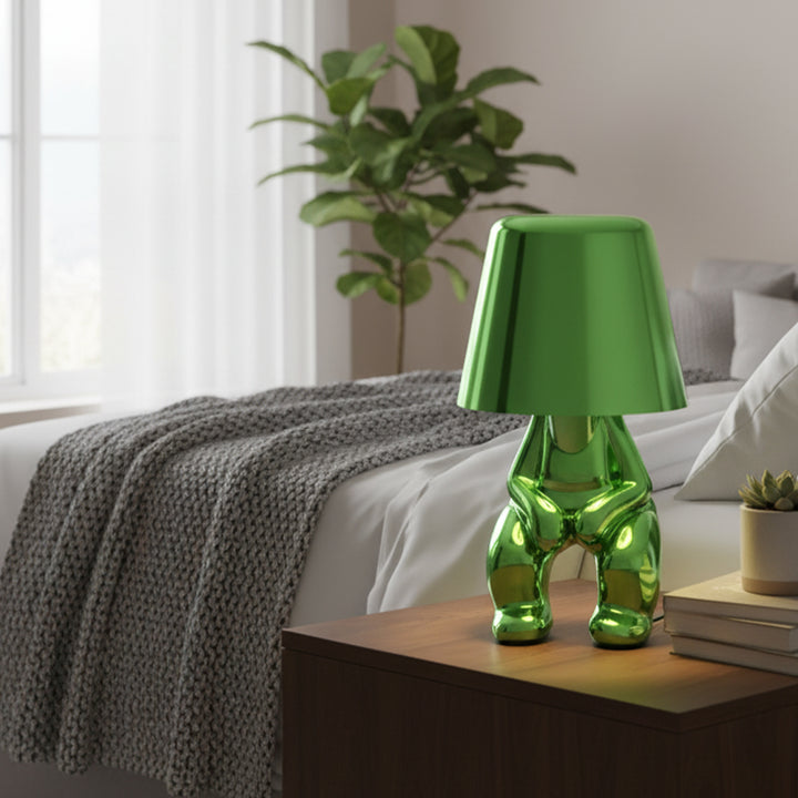 Elegant Metallic Thinker Design Table Lamp