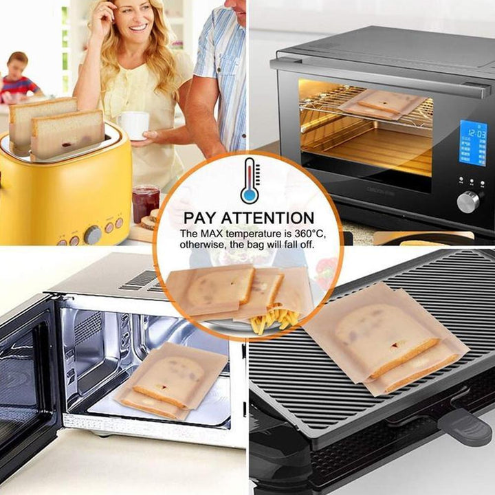 Food prep solution: heat-resistant, reusable toaster bags for clean cooking, 5-pack