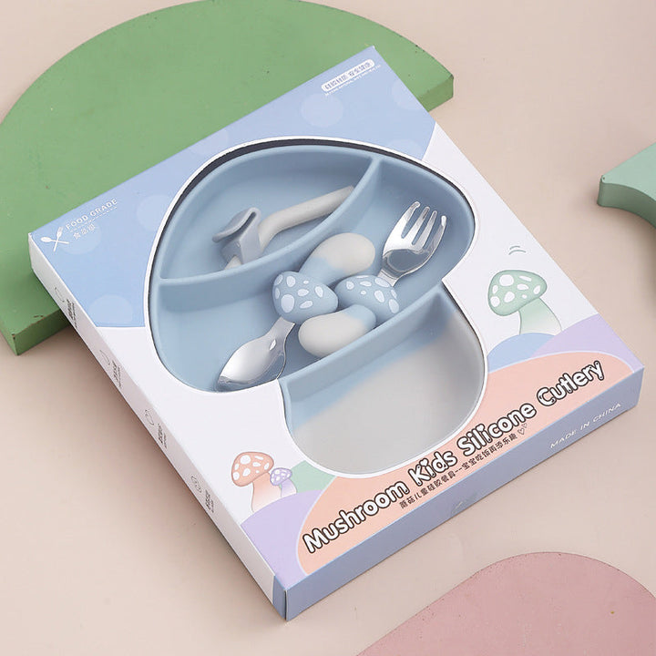 A range of colors for the toddler suction plate and utensil set, making baby feeding stylish and practical