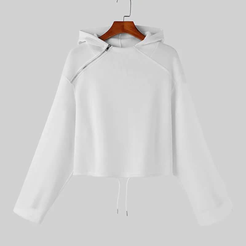 Men's Zip Detail Hoodie | Black & White | Polyester