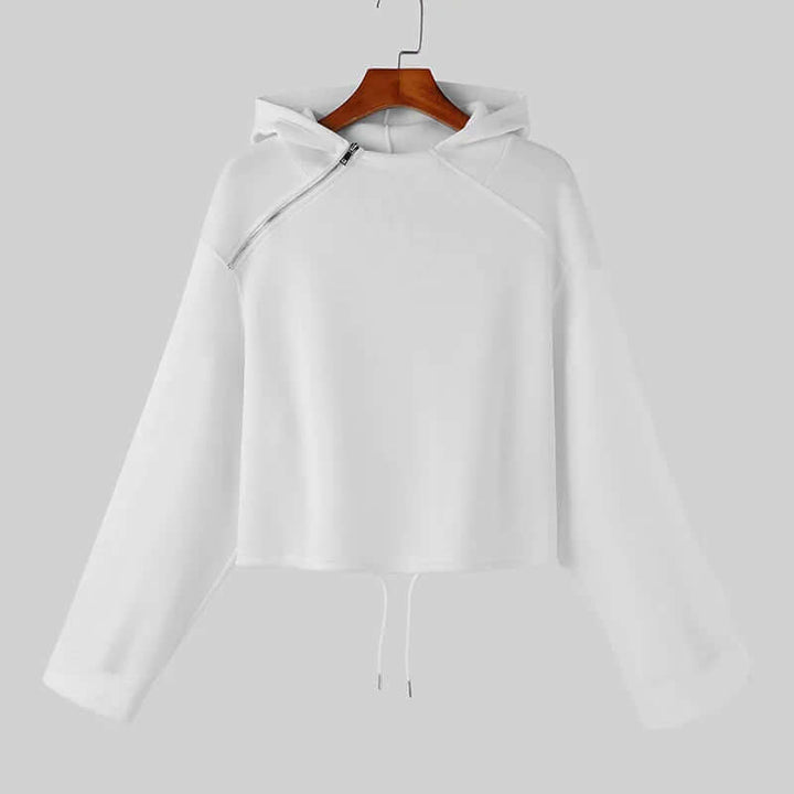 Men's Zip Detail Hoodie | Black & White | Polyester