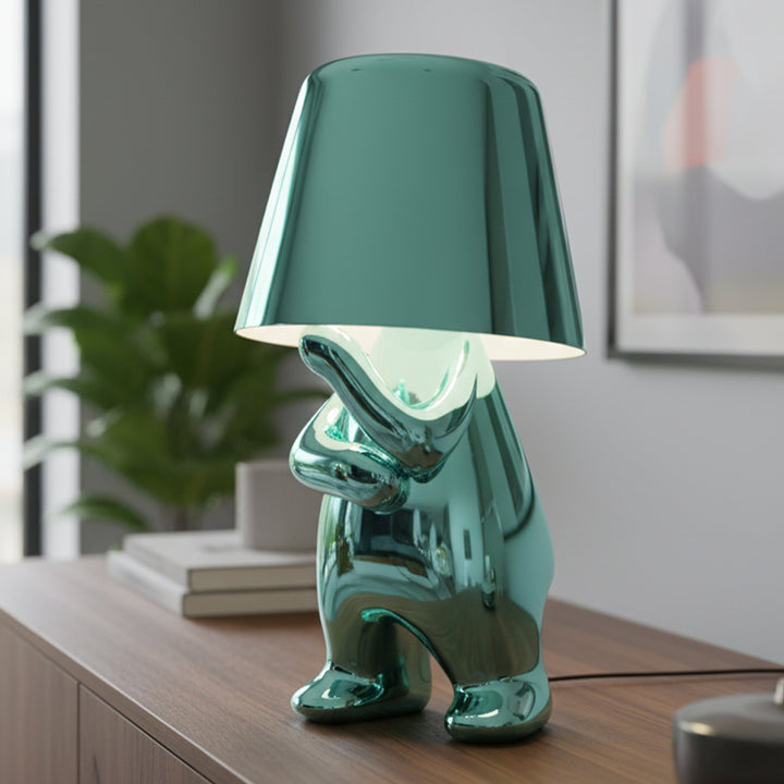 Elegant Metallic Thinker Design Table Lamp