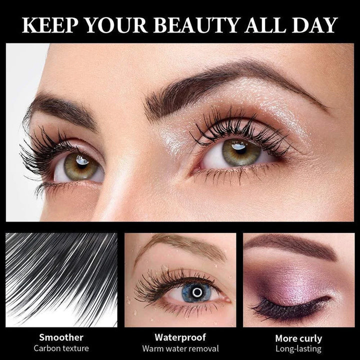 Close-up of a mascara wand applying vibrant 5D Lengthening & Curling Mascara to lashes