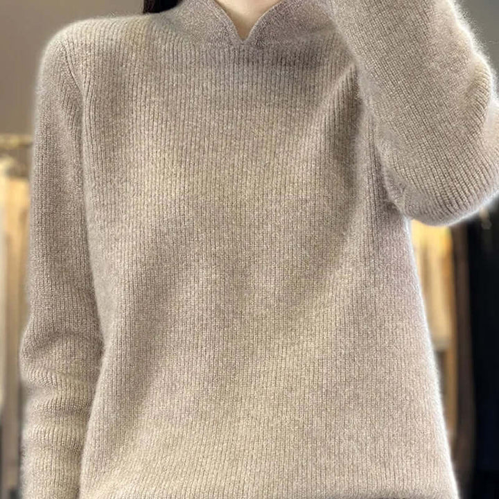 Soft Wool Sweater with Stand Collar