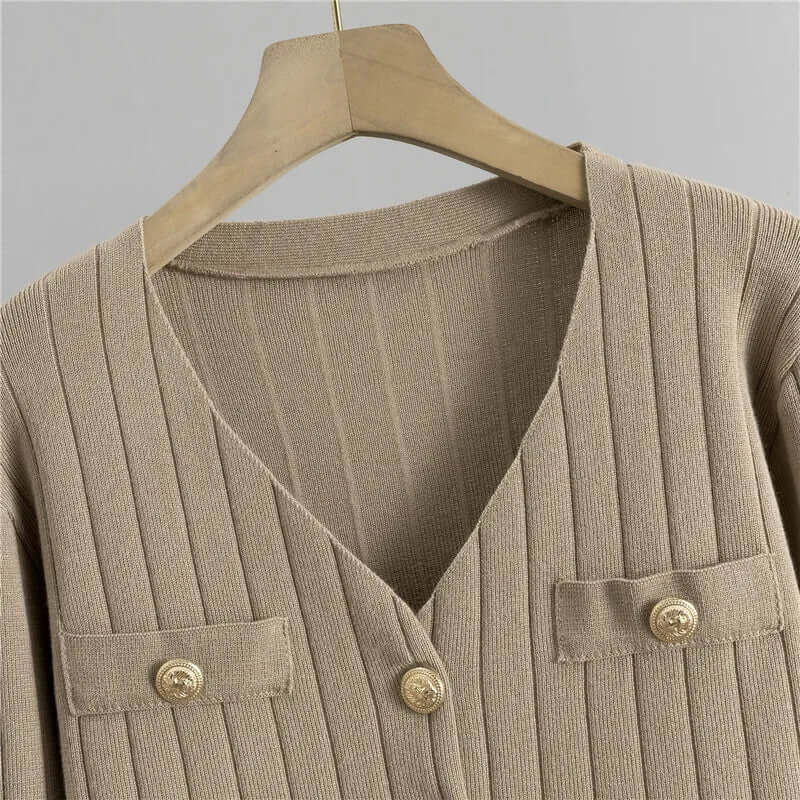 Women's Knitted Lounge Set with Cardigan, Vest & Wide-Leg Trousers