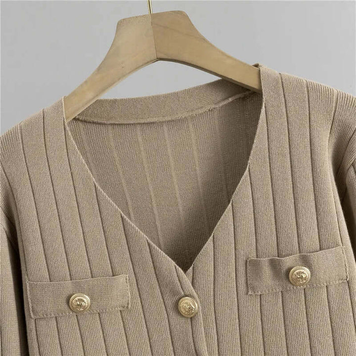 Women's Knitted Lounge Set with Cardigan, Vest & Wide-Leg Trousers