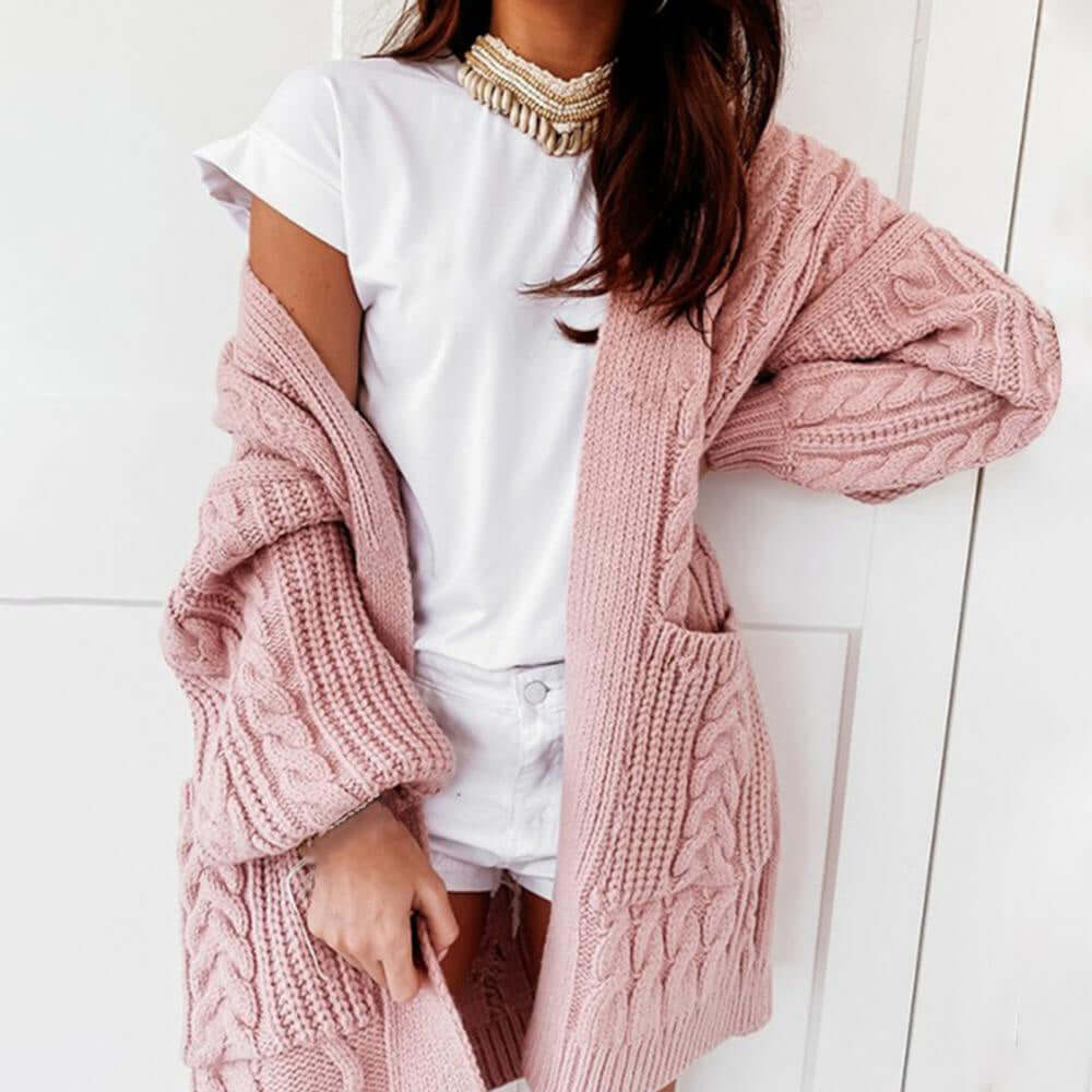 Women's Knitted Cardigan with Pockets
