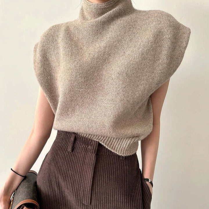 Women's Sleeveless Turtleneck Knitted Sweater Vest