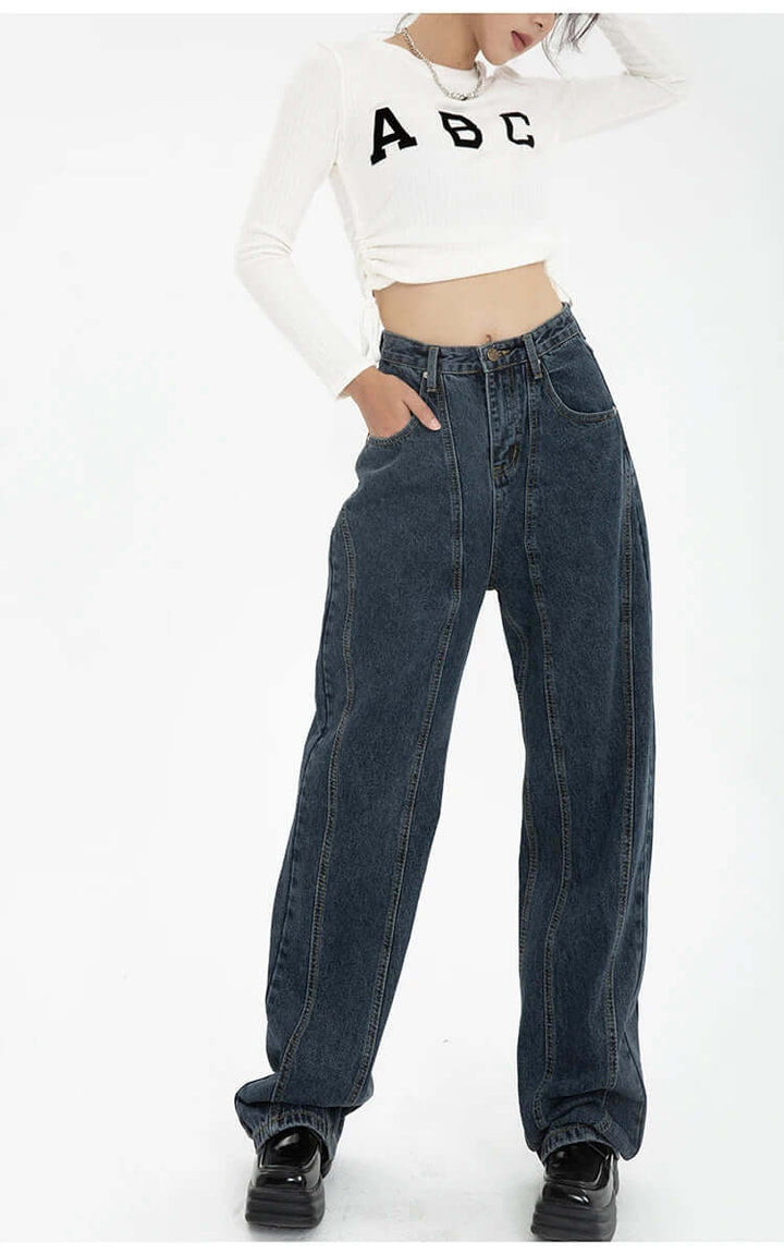 Women's High-Waisted Dark Wash Denim Jeans
