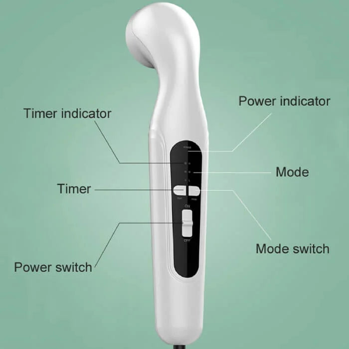 "Compact ultrasonic therapy machine for pain relief with sleek design, offering targeted comfort and muscle stimulation."