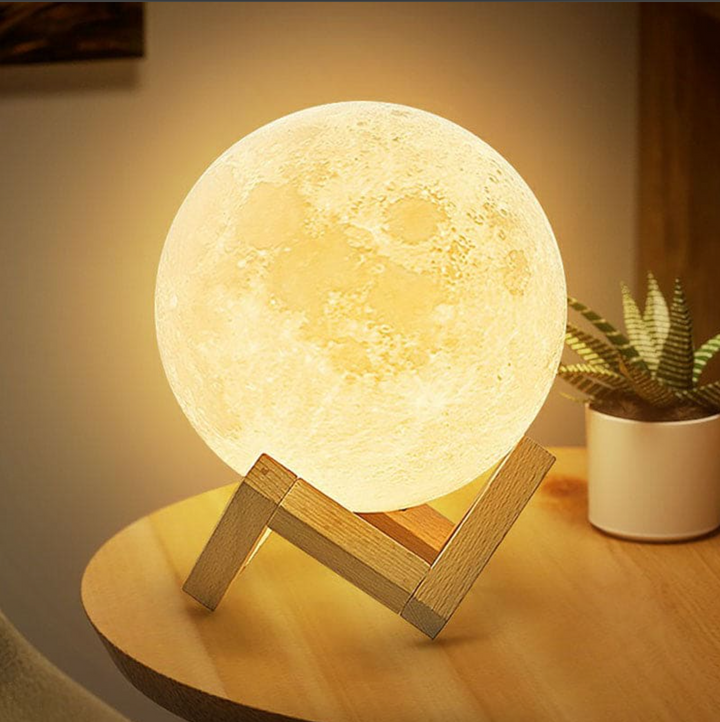 Cordless LED rechargeable table lamp with wooden stand and 16 color options, perfect for home decor and ambiance.