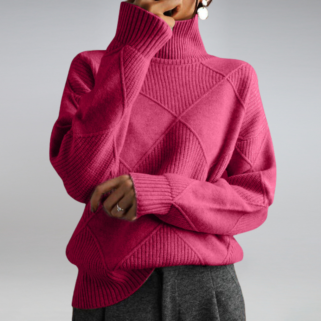 "Cozy cashmere women's turtleneck sweater, rib-knit design, available in beige, black, brown, grey, orange, pink, turquoise, 