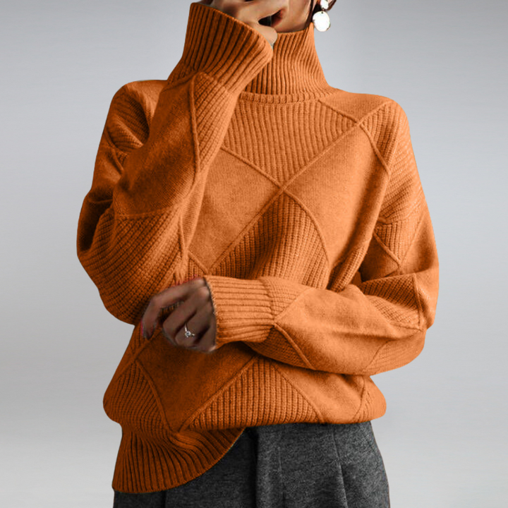 "Cozy cashmere women's turtleneck sweater, rib-knit design, available in beige, black, brown, grey, orange, pink, turquoise, 