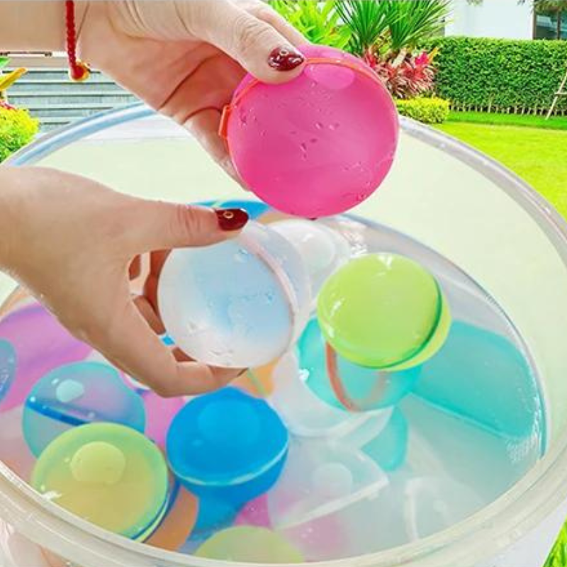 Eco-friendly reusable water balloons for kids, vibrant colors, sustainable, made for endless fun and easy summer play.