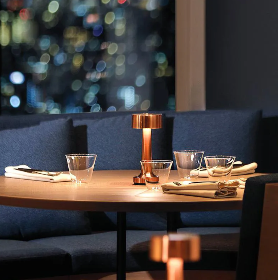 "Elegant cordless dimmable LED table lamp with touch control, ideal for living rooms and bedrooms in gold, rose gold, or silv