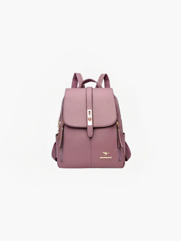 "Elegant women's anti-theft PU leather backpack with RFID protection, featuring chic minimalist design and concealed zippers.