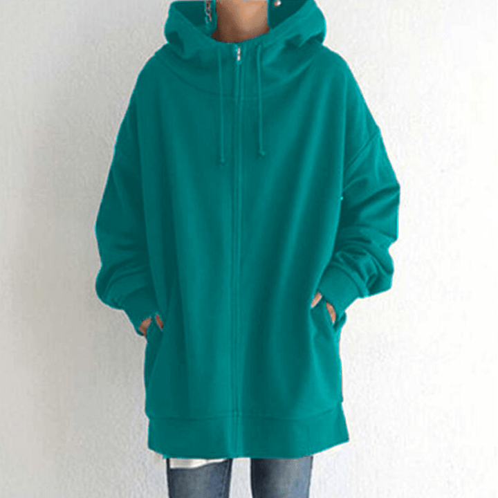 Khaki women's hooded vest jacket with pocket, featuring a front zipper and soft polyester fabric for comfort and style.