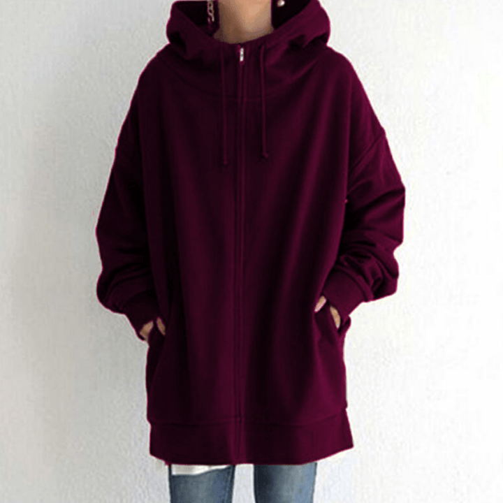 Khaki women's hooded vest jacket with pocket, featuring a front zipper and soft polyester fabric for comfort and style.