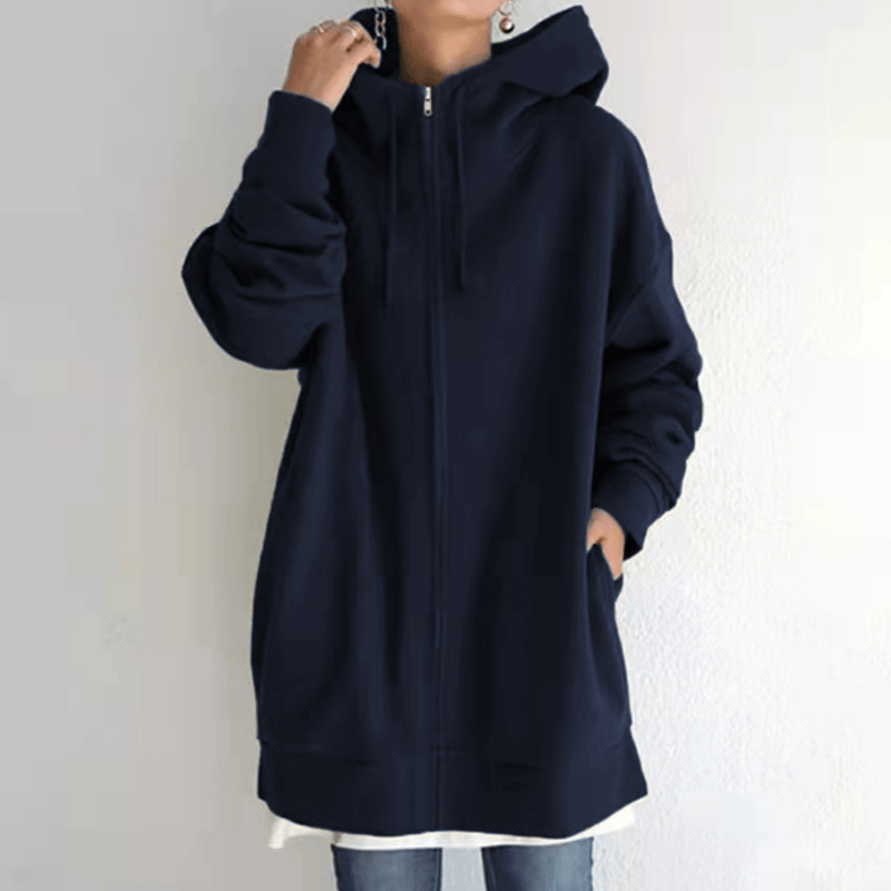 Khaki women's hooded vest jacket with pocket, featuring a front zipper and soft polyester fabric for comfort and style.