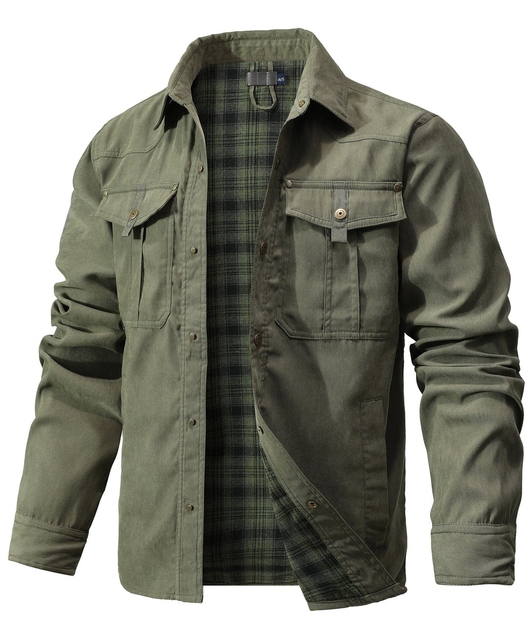 "Men's Traverse Insulated Jacket, black, polyester outer, cotton-flannel lining, versatile outdoor wear with chest pockets"