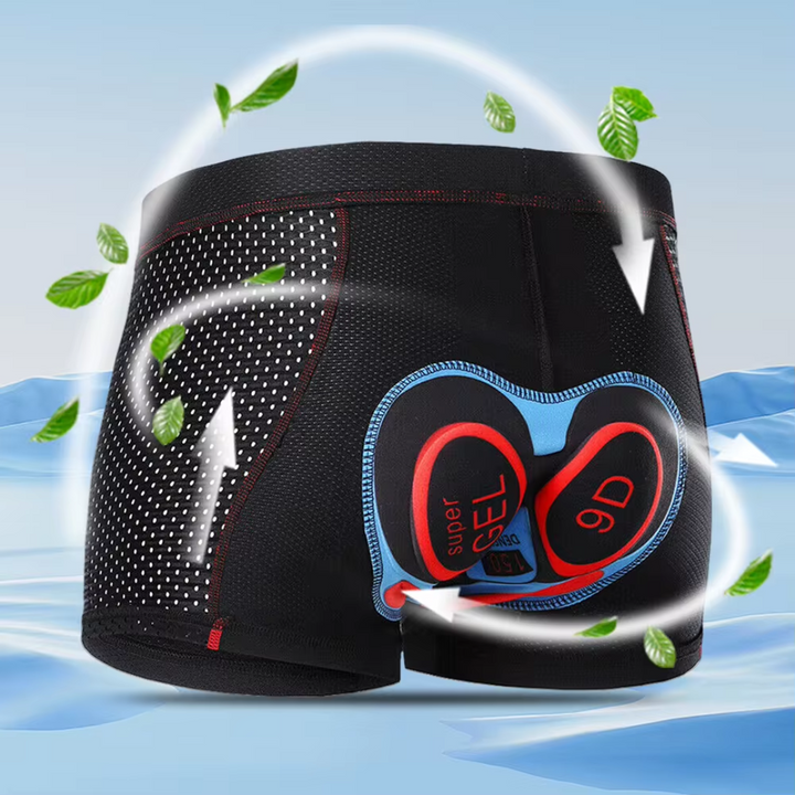 "Men's black motorcycle protection shorts with chamois padding, 3-D gel pads, and flatlock stitching for long ride comfort."