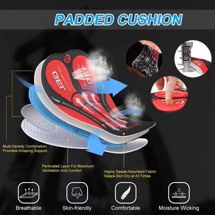 "Men's black motorcycle protection shorts with chamois padding, 3-D gel pads, and flatlock stitching for long ride comfort."